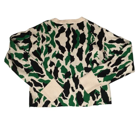 Sugar + Lips Sweater Cropped Crewneck Camo Green NEW Women's XL Knit Casual Top - Picture 9 of 10